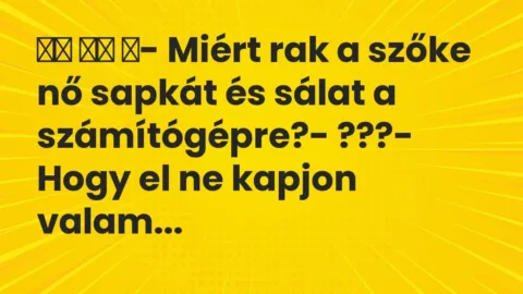 Vicc: 
		  
		  ‎- Miért rak a szőke nő sapkát és sálat a…