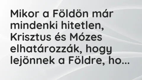 Vicc: Mikor a Földön már mindenki hitetlen, Krisztus és Mózes elhatározzák, hogy…