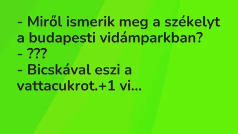 Vicc: – Miről ismerik meg a székelyt a budapesti vidámparkban?

– ???

-…