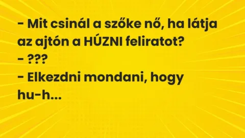 Vicc: – Mit csinál a szőke nő, ha látja az ajtón a HÚZNI feliratot?

– ???

-…