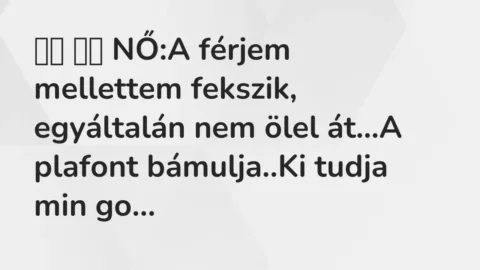 Vicc: 
		  
		  NŐ:A férjem mellettem fekszik, egyáltalán nem ölel…
