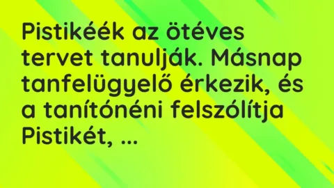 Vicc: Pistikéék az ötéves tervet tanulják. Másnap tanfelügyelő érkezik, és a…