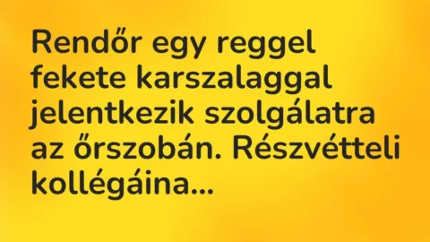 Vicc: Rendőr egy reggel fekete karszalaggal jelentkezik szolgálatra az őrszobán….