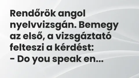 Vicc: Rendőrök angol nyelvvizsgán. Bemegy az első, a vizsgáztató felteszi a…