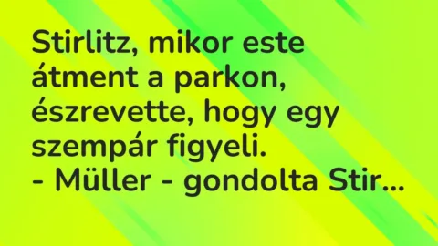 Vicc: Stirlitz, mikor este átment a parkon, észrevette, hogy egy szempár…