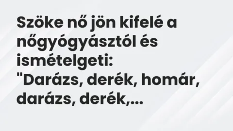 Vicc: Szöke nő jön kifelé a nőgyógyásztól és ismételgeti:

„Darázs, derék, homár,…