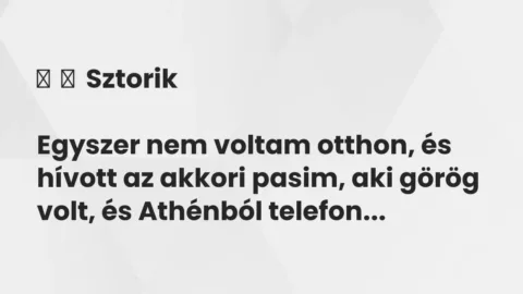 Vicc: 
	    	    Sztorik


Egyszer nem voltam otthon, és hívott az akkori pasim, …