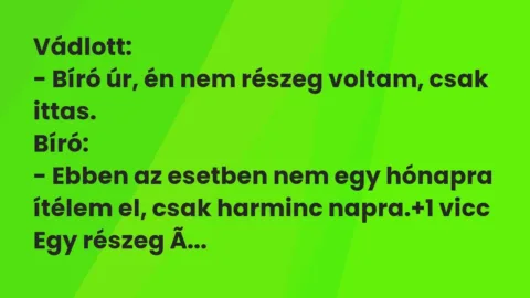 Vicc: Vádlott:

– Bíró úr, én nem részeg voltam, csak ittas.

Bíró:

-…