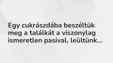Vicces történet: 
	    	    


Egy cukrászdába beszéltük meg a találkát a…
