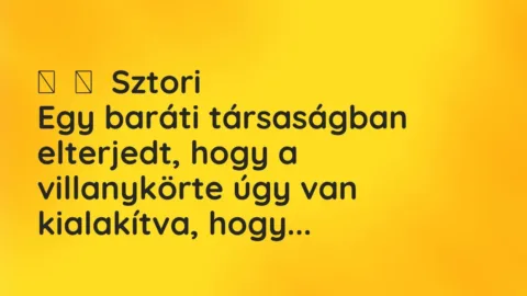 Vicces történet: 
	    	    Sztori


Egy baráti társaságban elterjedt, hogy a villanykörte…