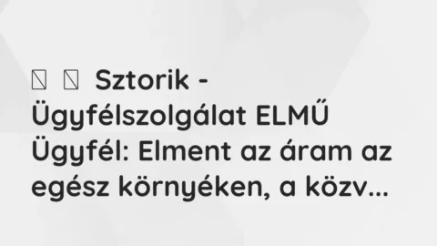 Vicces történet: 
	    	    Sztorik – Ügyfélszolgálat ELMŰ


Ügyfél: Elment az áram az egész…
