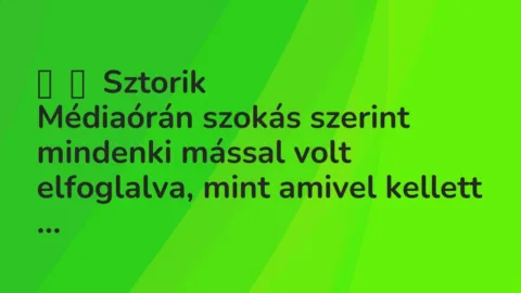Vicces történet: 
	    	    Sztorik


Médiaórán szokás szerint mindenki mással volt…