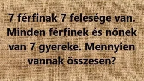 Rejtvény: Ez a találós kérdés megosztotta az internetet: „7 férfinak 7 felesége van….