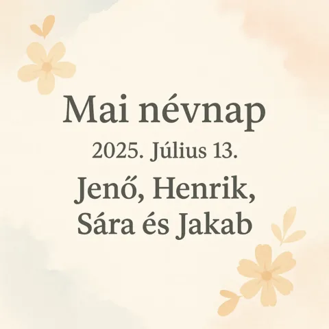 Mai névnap – Július 13.: Jenő, Henrik, Sára és Jakab