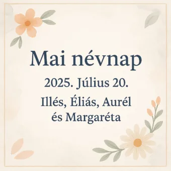 Mai névnap – Július 20.: Illés, Éliás, Aurél és Margaréta