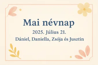 Mai névnap – Július 21.: Dániel, Daniella, Zsója és Jusztin