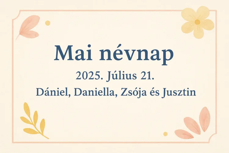 Mai névnap – Július 21. Dániel, Daniella, Zsója és Jusztin Mai névnap – Július 21.: Dániel, Daniella, Zsója és Jusztin