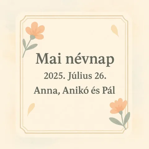 Mai névnap – Július 26. Anna, Anikó és Pál
