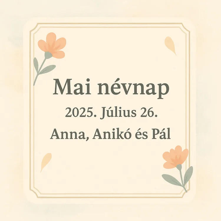 Mai névnap – Július 26. Anna, Anikó és Pál Mai névnap – Július 26. Anna, Anikó és Pál