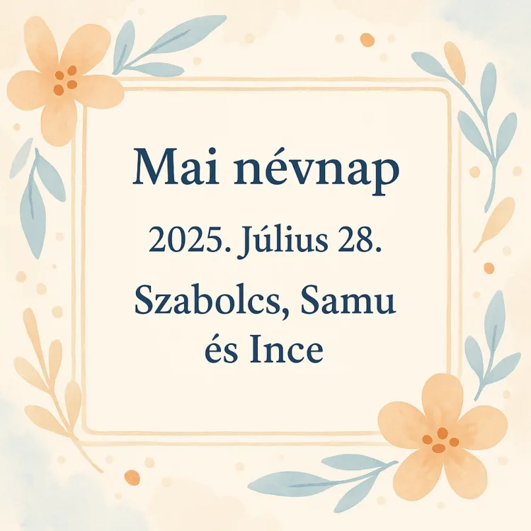 Mai névnap – Július 28. Szabolcs, Samu és Ince Mai névnap – Július 28.: Szabolcs, Samu és Ince