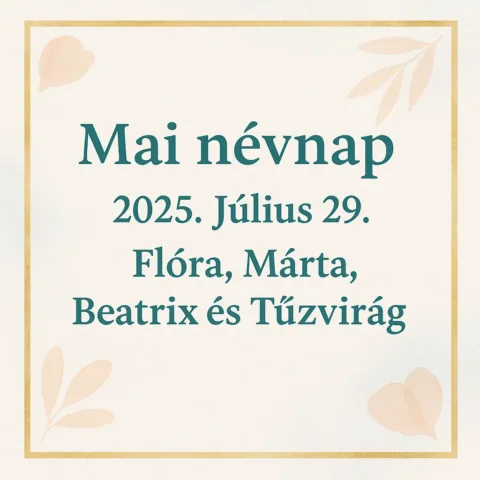 Mai névnap – Július 29.: Flóra, Márta, Beatrix és Tűzvirág