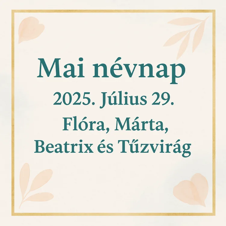 Mai névnap – Július 29. Flóra, Márta, Beatrix és Tűzvirág Mai névnap – Július 29.: Flóra, Márta, Beatrix és Tűzvirág