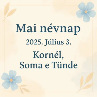 Mai névnap – Július 3.: Kornél, Soma és Tünde