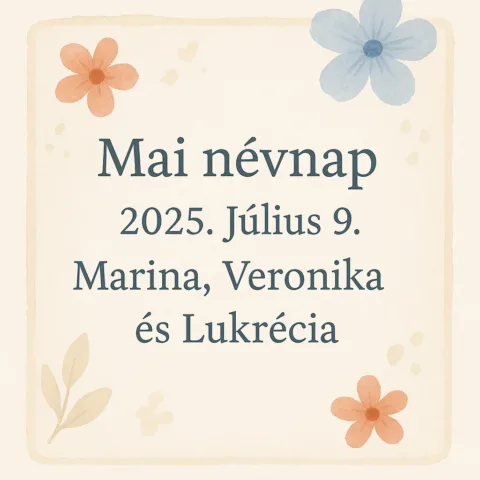 Mai névnap – Július 9.: Marina, Veronika és Lukrécia