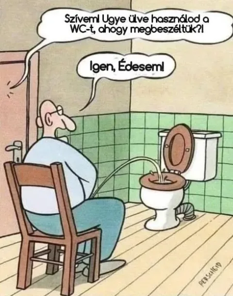 Szívem! Ugye övvel használd a WC-t, ahogy megbeszéltük?!