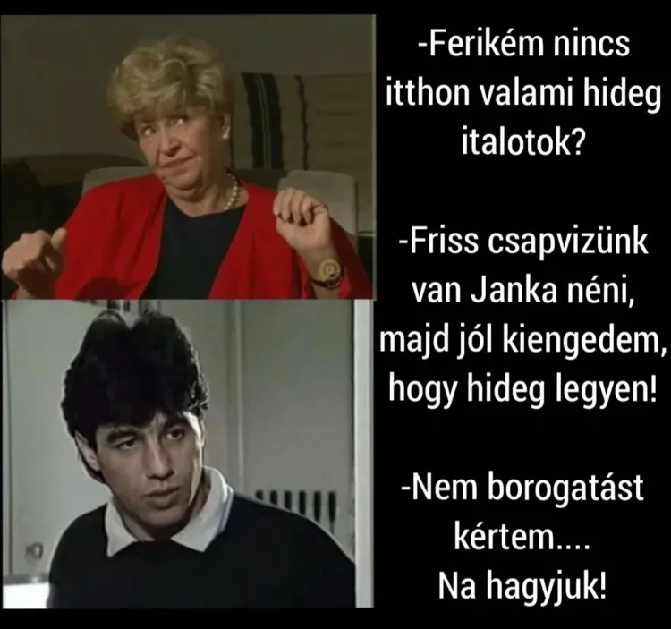Ferikém nincs itthon valami hideg italotok? Ferikém nincs itthon valami hideg italotok?