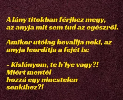 Vicc: A lány titokban férjhez megy –