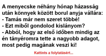 Vicc: A menyecske néhány hónap házasság után