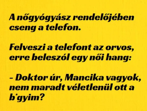 Vicc: A nőgyógyásznál cseng a telefon - Vicc: A nőgyógyásznál cseng a telefon –