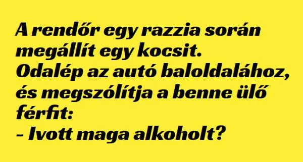 Vicc: A rendőr egy razzia során megállít egy - Vicc: A rendőr egy razzia során megállít egy –