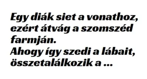 Vicc: Egy diák siet a vonathoz, ezért átvág a szomszéd farmján –