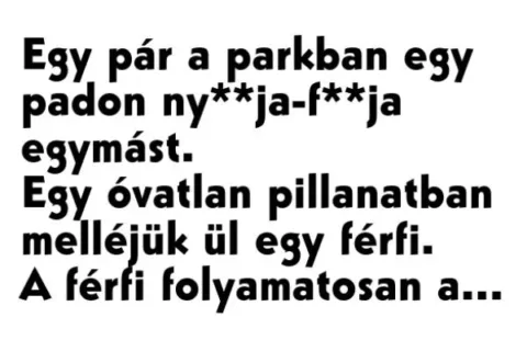 Vicc: Egy pár a parkban egy padon –
