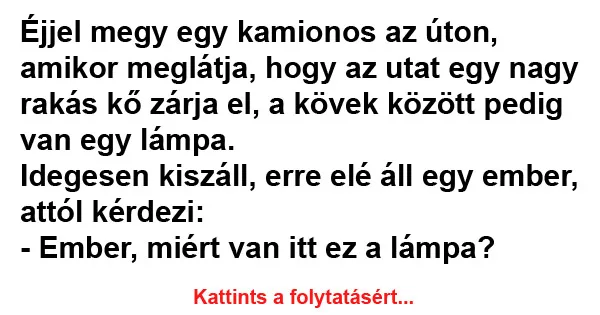 Vicc: Éjjel megy egy kamionos az úton Vicc: Éjjel megy egy kamionos az úton