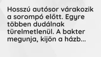 Vicc: Hosszú autósor várakozik a sorompó előtt. Egyre többen dudálnak…
