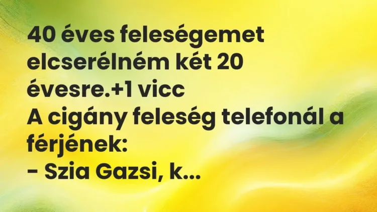 Vicc: 40 éves feleségemet elcserélném két 20 évesre. Vicc: 40 éves feleségemet elcserélném két 20 évesre.
