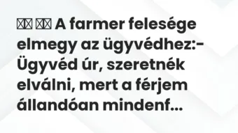 Vicc: A farmer felesége elmegy az ügyvédhez:- Ügyvéd úr,…