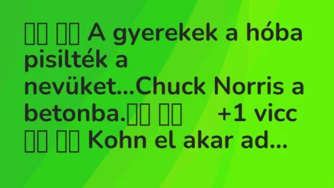 Vicc: 
		  
		  A gyerekek a hóba pisilték a nevüket…Chuck Norris a…