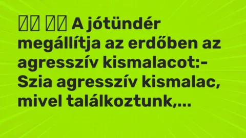 Vicc: 
		  
		  A jótündér megállítja az erdőben az agresszív…