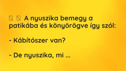 Vicc: 
	    	    A nyuszika bemegy a patikába és könyörögve így szól:


-…