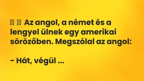 Vicc: 
	    	    Az angol, a német és a lengyel ülnek egy amerikai sörözőben….