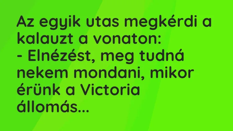 Vicc: Az egyik utas megkérdi a kalauzt a vonaton:
– Elnézést, meg tudná nekem… Vicc: Az egyik utas megkérdi a kalauzt a vonaton:
– Elnézést, meg tudná nekem…