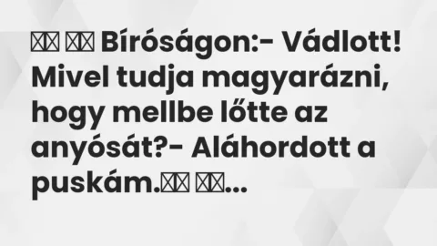 Vicc: 
		  
		  Bíróságon:- Vádlott! Mivel tudja magyarázni, hogy…