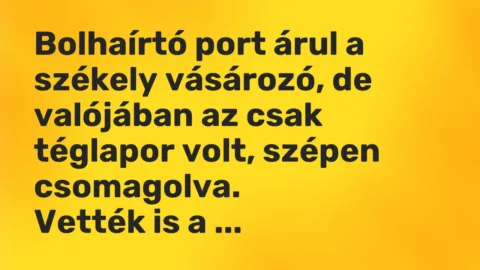 Vicc: Bolhaírtó port árul a székely vásározó, de valójában az csak téglapor volt,…