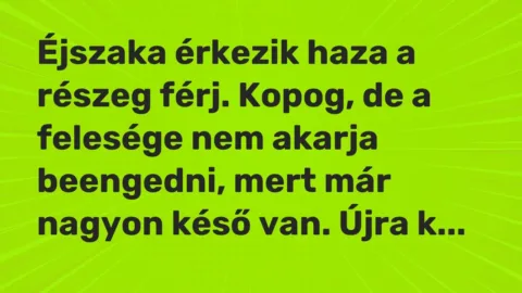 Vicc: Éjszaka érkezik haza a részeg férj. Kopog, de a felesége nem akarja beengedni,…
