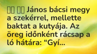 Vicc: János bácsi megy a szekérrel, mellette baktat a kutyája. Az…