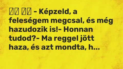 Vicc: 
		  
		  – Képzeld, a feleségem megcsal, és még hazudozik is!-…